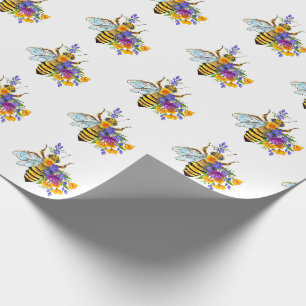 Papel De Presente Abeja flor com plantas silvestres