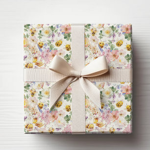 Papel De Presente Abelha Fofa de Aniversário