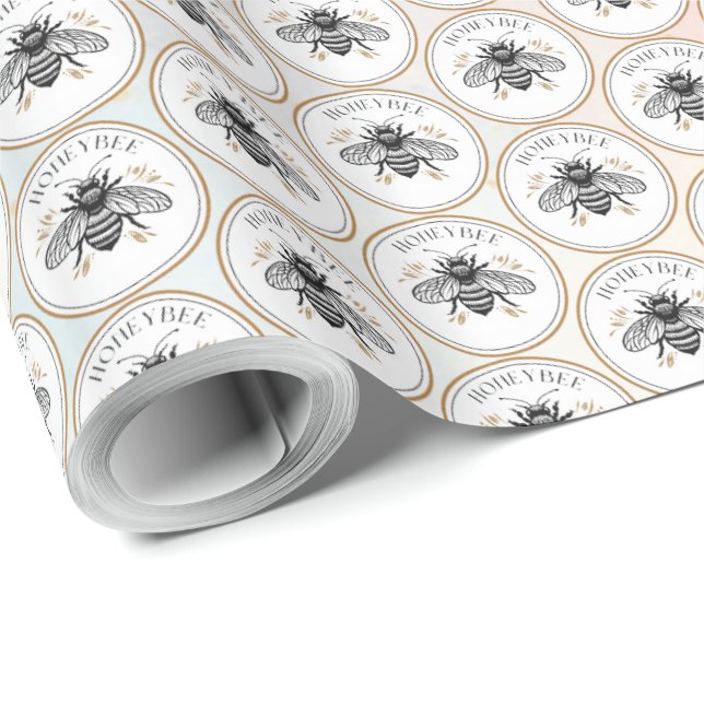 Papel De Presente Abelha Melífera (Ponta do rolo)