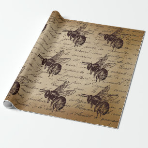 Papel De Presente Abelha Melífera Decoupage Vintage