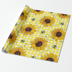 Papel De Presente Abelhas e girassóis em fundo controlado