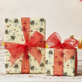 Papel De Presente Abelhas Mim Sejam Minhas Abelhas Namorados e Coraç