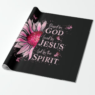 Papel De Presente Abençoado Por Deus - Amado Por Jesus Girassol Rosa