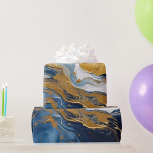 Papel De Presente Abertura em negrito de Dourado e Azul