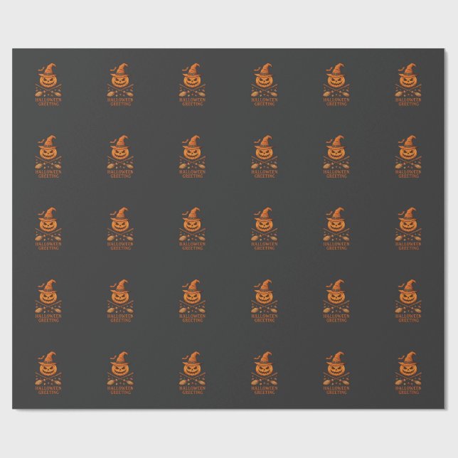 Papel De Presente Abóbora de Boas Vindas de Halloween Bruxa Chapéu V (Aberto)