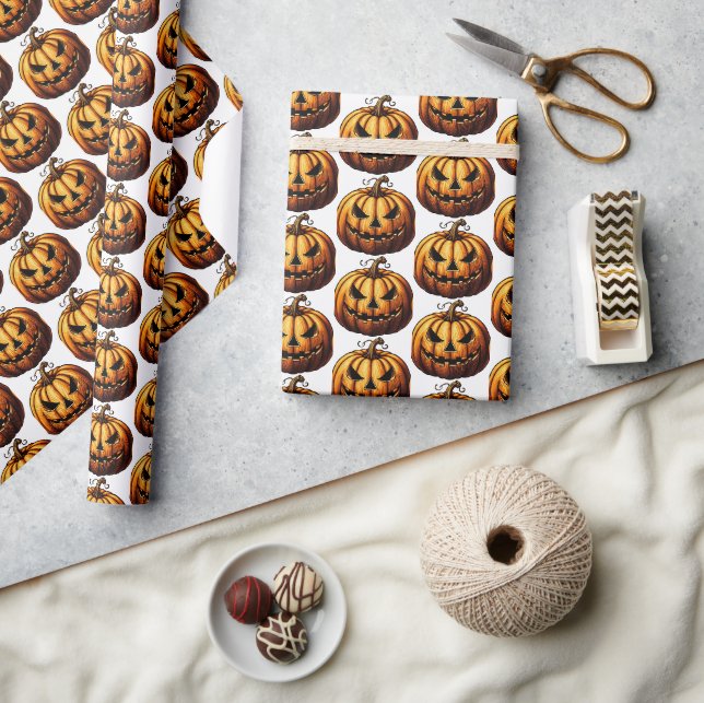 Papel De Presente Abóbora de Halloween (Artesanato)