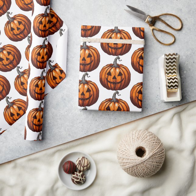Papel De Presente Abóbora de Halloween (Artesanato)