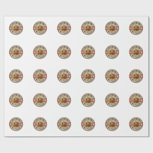 Papel De Presente Abóbora de Halloween Crescendo Meus Dentes Badge V