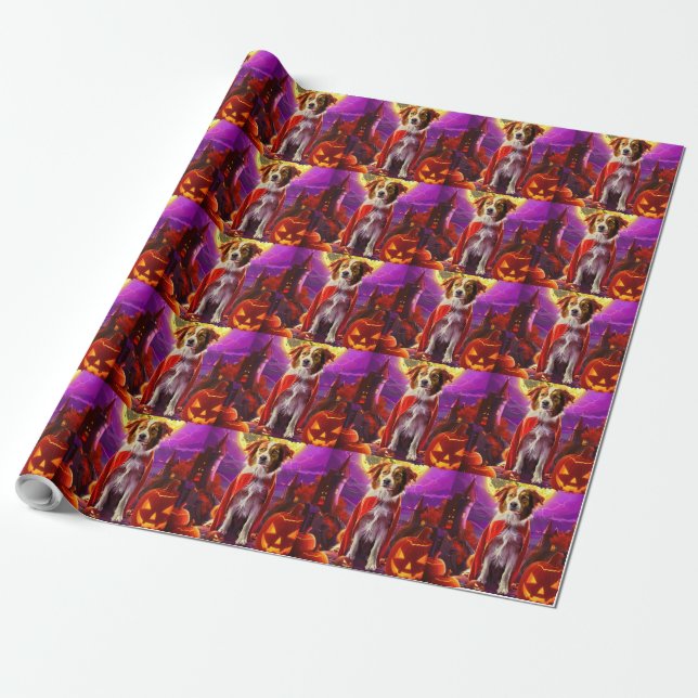 Papel De Presente Abóbora de Vampiro Toll Retriever da Nova Escócia  (Desenrolado)