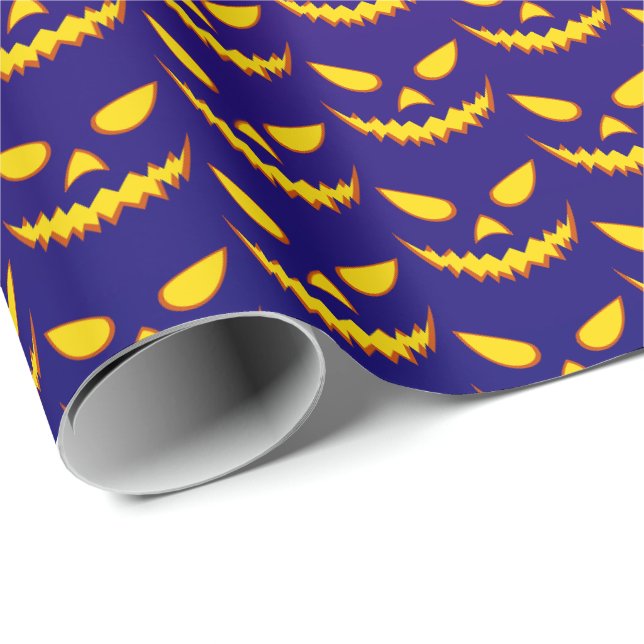 Papel De Presente Abóbora do Jack com Rosto Sorridente de Halloween (Ponta do rolo)