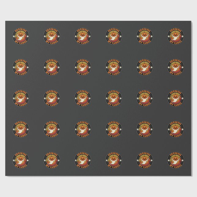 Papel De Presente Abóbora Fantasma Crescendo Meus Dentes de Hallowee (Aberto)
