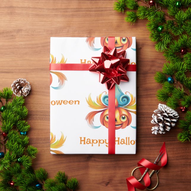 Papel De Presente Abóbora Feliz de Halloween (Presente de Natal)