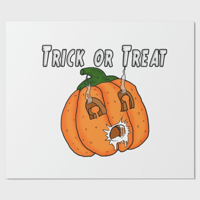 Papel De Presente Abóbora presente engraçado safado trote Halloween (Aberto)