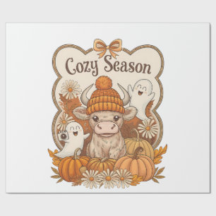 Papel De Presente Abóbora-vaca das Terras Altas Fantasma Halloween
