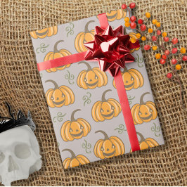 Papel De Presente Abóboras bonitas Patterno Halloween