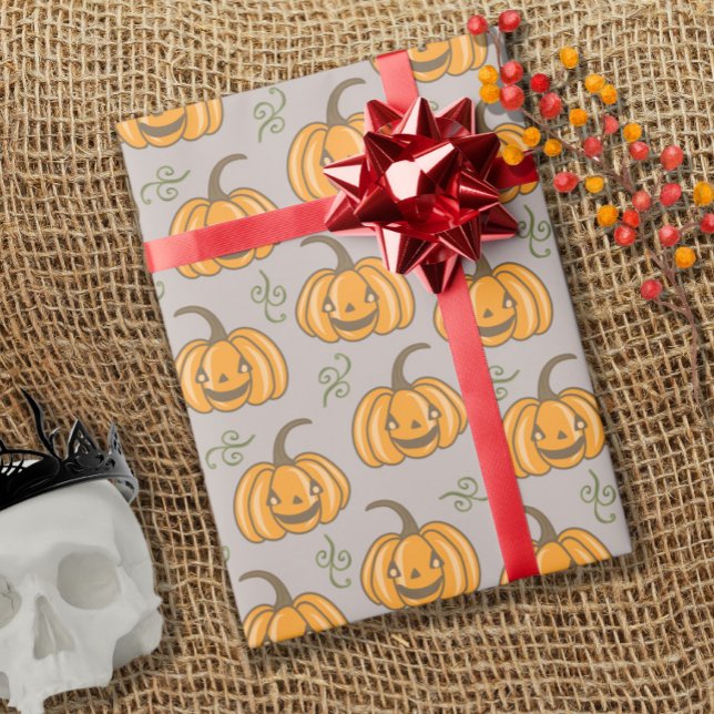 Papel De Presente Abóboras bonitas Patterno Halloween (Criador carregado)