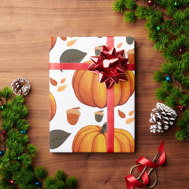 Papel De Presente Abóboras de Outono (Presente de Natal)