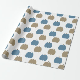 Papel De Presente Abóboras de Outono Azul Bege