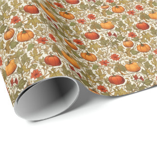 Papel De Presente Abóboras de William Morris Dia de Ação de Graças O