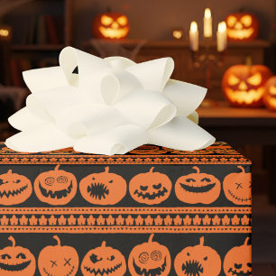 Papel De Presente Abóboras engraçadas de Halloween com padrão de abó