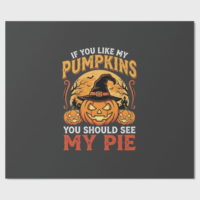 Papel De Presente Abóboras Engraçadas Desenho de Torta de Halloween_ (Aberto)