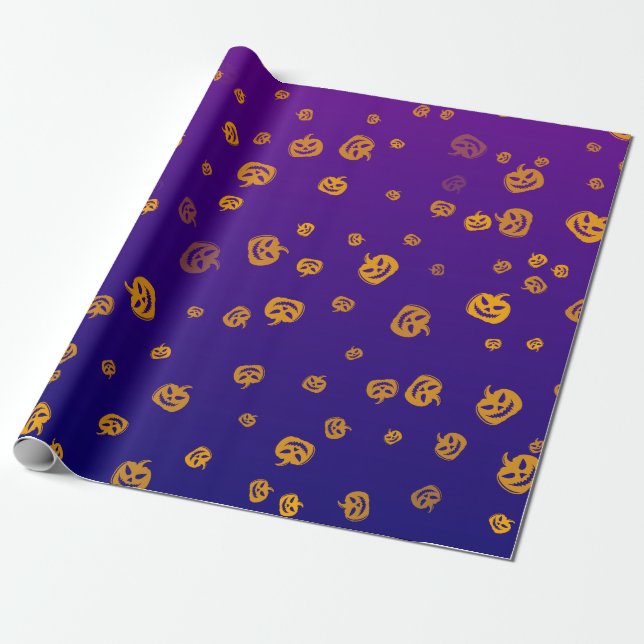 Papel De Presente Abóboras Jack do Halloween (Desenrolado)