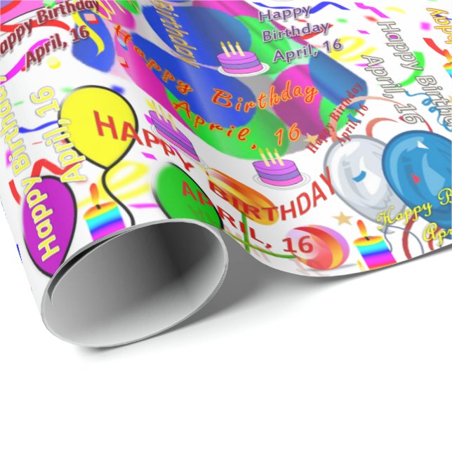 Papel De Presente Abril, 16 de Aniversário (Ponta do rolo)