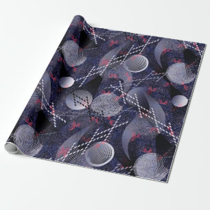 Papel De Presente Abstração geométrica azul e vermelha.