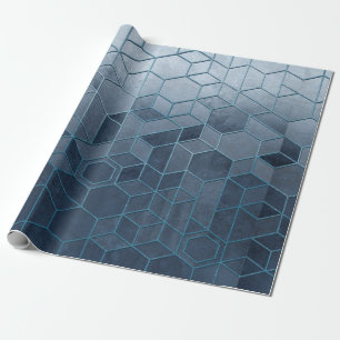 Papel De Presente Abstração geométrica de hexágonos num alivio a