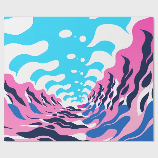 Papel De Presente Abstract Dream Wave – Vibrant Surreal Flow (Aberto)