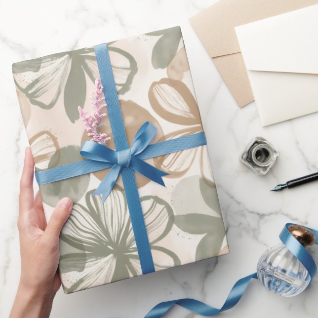 Papel De Presente Abstract Gouache Floral Composition (Presentear)