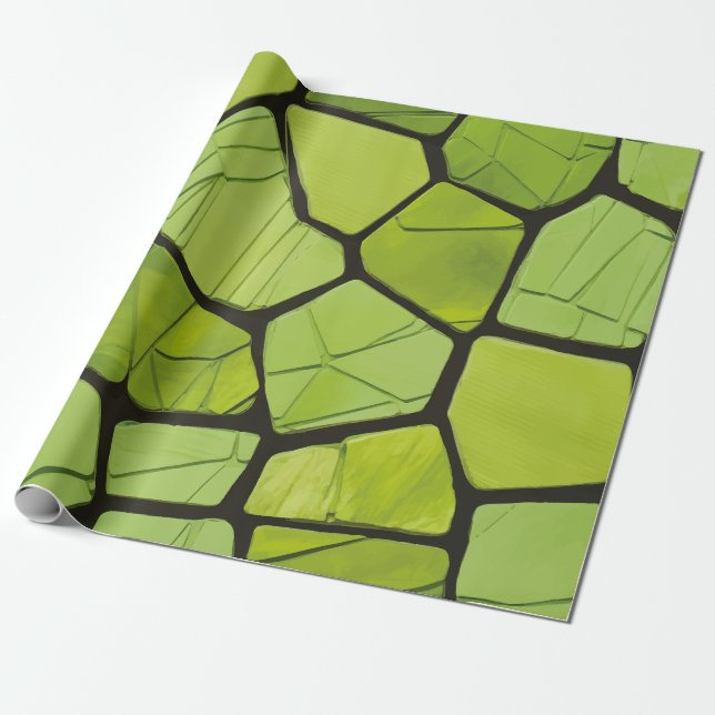 Papel De Presente Abstract Green Geometric Mosaic (Desenrolado)