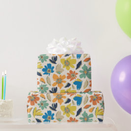 Papel De Presente Abstract Hand-Drawn Boho Floral Pattern