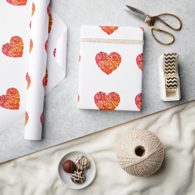 Papel De Presente Abstract Heart Confetti Art (Artesanato)