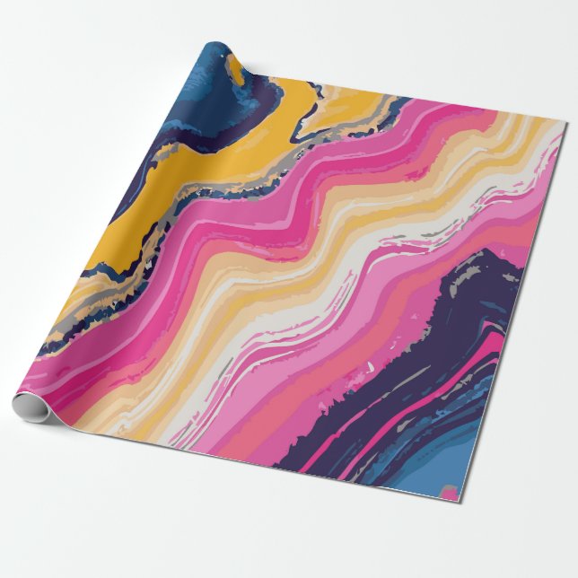 Papel De Presente Abstract Paint Zig-Zag Pattern – Artistic Bold (Desenrolado)
