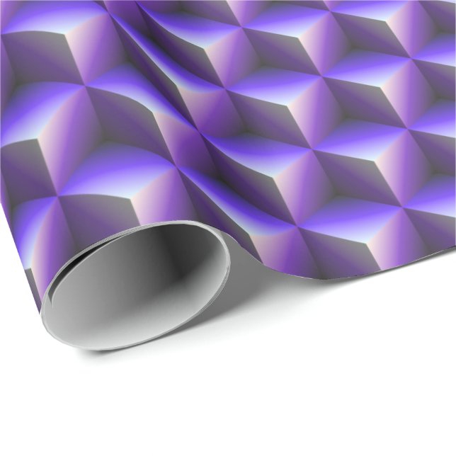 Papel De Presente Abstract Purple Cube Block Pattern (Ponta do rolo)