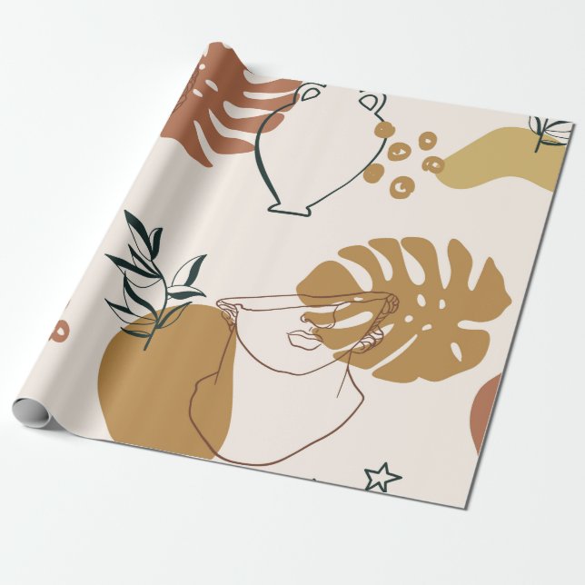 Papel De Presente Abstract seamless pattern of Greek sculpture head  (Desenrolado)