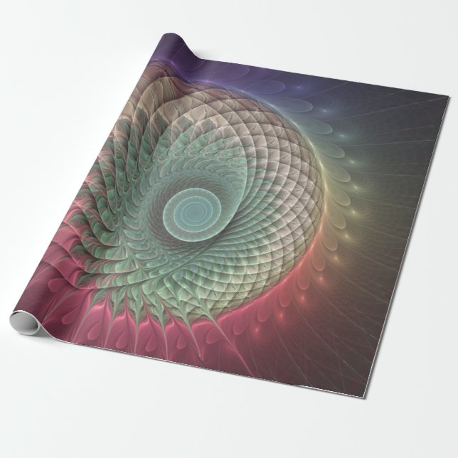 Papel De Presente Abstract Snail Colorful Modern Fractal Art (Desenrolado)