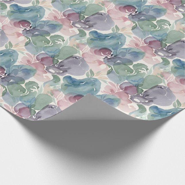 Papel De Presente Abstract Watercolor Pattern Teal Mauve Pink (Ponta)
