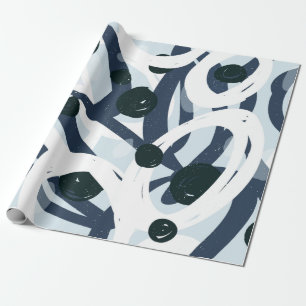 Papel De Presente Abstrato azul e marinho pinceladas de pintura