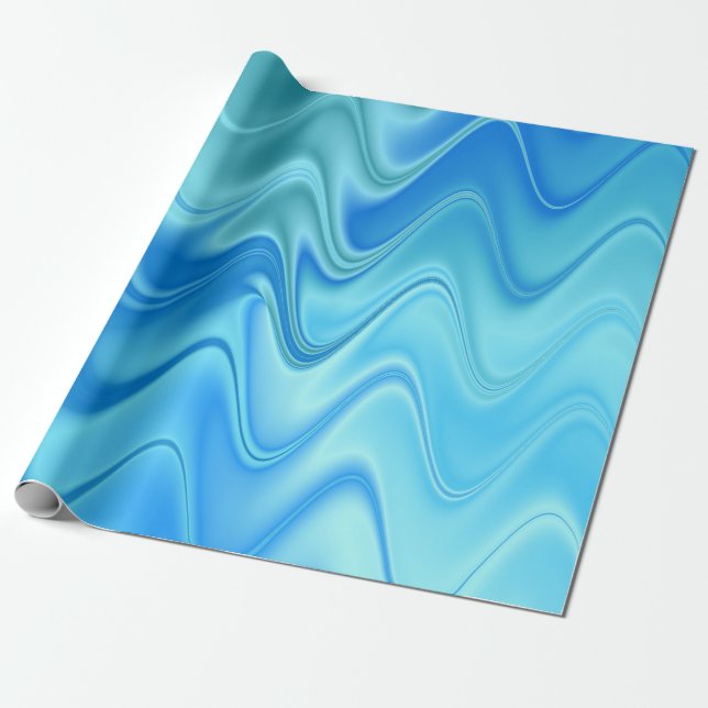 Papel De Presente Abstrato Azul Ondulado (Desenrolado)