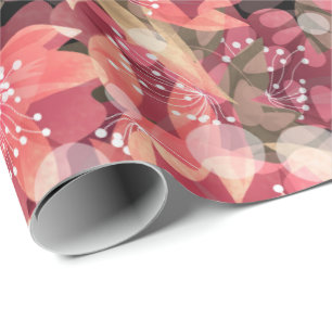 Papel De Presente Abstrato belas flores cor-de-rosa, design floral