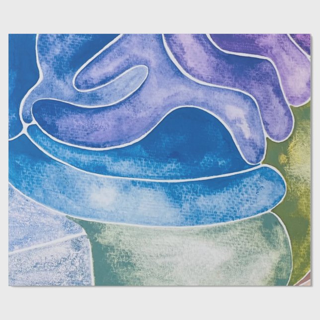 Papel De Presente Abstrato Blue Ombre Watercolor (Aberto)