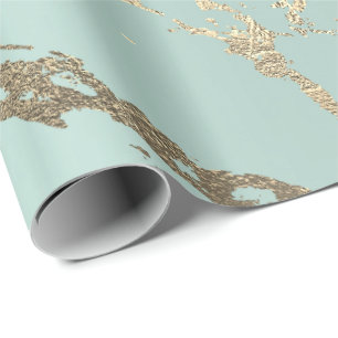 Papel De Presente Abstrato Brilhante de Mármore Dourado de Gelo Azu