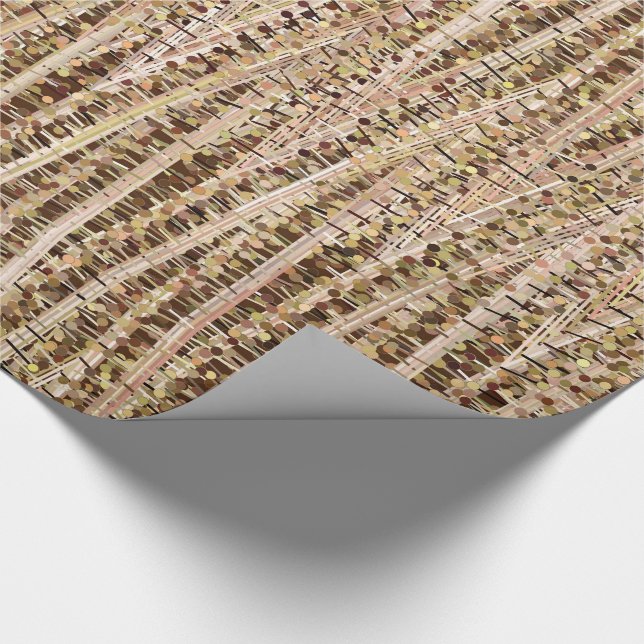 Papel De Presente Abstrato, Castanho e bege, em Stripes e pontos (Ponta)