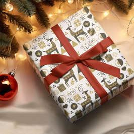 Papel De Presente Abstrato Christmas Reindeer Moderno Geométrico