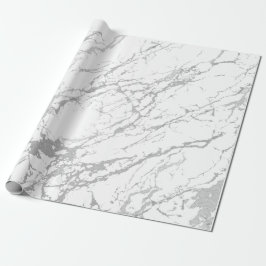 Papel De Presente Abstrato Cinza branca Marble Silver Carrara Shiny