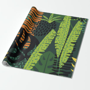 Papel De Presente Abstrato com folhas tropicais. Ha