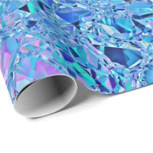 Papel De Presente Abstrato Crystal Turquoise e Blue