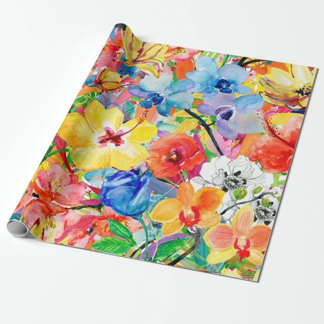 Papel De Presente Abstrato d aquarela pintada manualmente com m (Desenrolado)